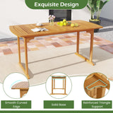 Tangkula 3 Piece Acacia Wood Patio Dining Table Set