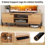Tangkula 2-Door TV Stand with Charging Station for TVs up to 65”