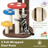 Tangkula 37" Mushroom Cat Tree, Cute Cat Tower with Full-Wrapped Sisal Post