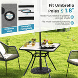 Tangkula Outdoor Dining Table for 4 Persons, 32"x 32" Patio Bistro Table with 1.8" Umbrella Hole