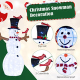 Tangkula 4.8 FT Christmas Lighted Snowman with Red Birds, Indoor/Outdoor Pre-Lit Xmas Snowman with 120 LED Lights