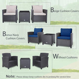 Tangkula 3 Pieces Patio PE Wicker Furniture Set with 4 Bonus Cushion Covers