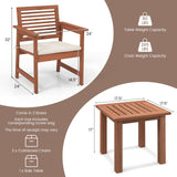 Tangkula 3-Piece Patio Furniture Set, Outdoor Bistro Set w/2 Seat Cushions, Coffee Table