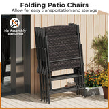 Tangkula Outdoor Folding Chairs Set of 2/4 Patio PE Wicker Dining Chairs