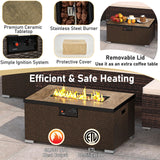 Tangkula 4 Pieces Patio Furniture Set with 32” Fire Pit Table and Propane Tank Cover