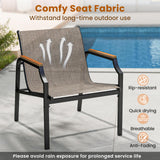 Tangkula 3 Piece Outdoor Bistro Set with Breathable Fabric Seat
