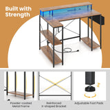 Tangkula L Shaped Gaming Desk with LED Lights & Power Outlets