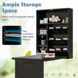 Tangkula Foldable Wall Mounted Desk, Floating Desk with Storage Shelves & Hooks