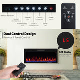 Tangkula 40 Inch Linear Electric Fireplace, Recessed & Wall-Mounted Fireplace Heater with Multi-Color Flame