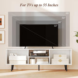 Tangkula White TV Stand for 55 Inch TV for Living Room