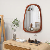 Tangkula Asymmetrical Abstract Irregular Shaped Mirror, 26.5" x 21" Irregular Wall Mirror with Rustic Frame