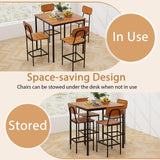 Tangkula Dining Table Set for 4, Vintage Counter-Height Dining Table & 4 Bar Chairs
