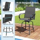 Tangkula Outdoor Swivel Bar Stools, Bar Height Tall Patio Chairs with Armrests & High Back