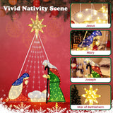 Tangkula 6 FT Christmas Lighted Nativity Scene Set, Pre-Lit Xmas Scene with 240 LED Lights