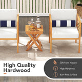 Tangkula Outdoor Folding Side Table, Hardwood Patio Bistro Table with Slatted Tabletop & X-Shaped Legs