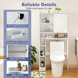 Tangkula Over The Toilet Cabinet Freestanding Bathroom Space Saver with Sliding Door