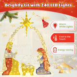 Tangkula Christmas 6 Feet Lighted Nativity Scene Yard Decoratio with 240 Warm White LED Lights