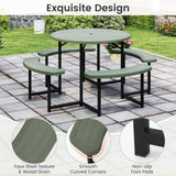 Tangkula 8 Person Picnic Table HDPE Outdoor Round Table and Bench Set