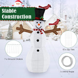 Tangkula 4.8 FT Christmas Lighted Snowman with Red Birds, Indoor/Outdoor Pre-Lit Xmas Snowman with 120 LED Lights