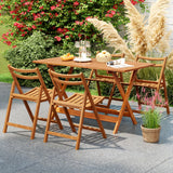 Tangkula Solid Wood Folding Bistro Table with Teak Painting