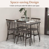 Tangkula Dining Table Set for 4, Kitchen Table and Chairs Set of 4 w/Metal Frame, 360° Swivel Feet