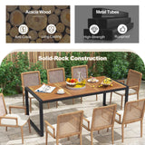 Tangkula Outdoor Dining Table for 8, 79 Inches Acacia Wood Patio Table with 1.9 Inches Umbrella Hole