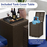 Tangkula 7 Pieces Patio Furniture Set with 32” Fire Pit Table and Propane Tank Cover