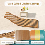 Tangkula Patio Folding Wooden Lounge Chair