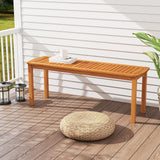 Tangkula 3 Piece Acacia Wood Patio Dining Table Set