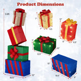 Tangkula 4 Ft Stackable Gift Boxes Set of 4 Stacked Christmas Present Boxes