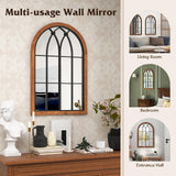 Tangkula Arched Window Mirror, Window Frame Decor Wall Mounted Mirror with Back Board, 24" x 36" Wall Mirror