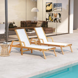 Tangkula Patio Chaise Lounge Chair, 5 Position Adjustable Acacia Wood Patio Lounger