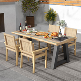 Tangkula Outdoor Chairs Set of 2/4, Patio Dining Chairs w/Paper Rope Woven Seat