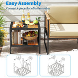 Tangkula Outdoor Side Table with 1.57” Umbrella Hole