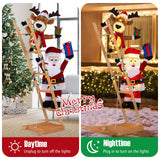 Tangkula 5.5 FT Lighted Reindeer & Santa Claus on Ladder