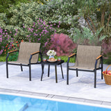 Tangkula 3 Piece Outdoor Bistro Set with Breathable Fabric Seat
