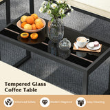 Tangkula Heavy Duty Outdoor Cushioned Conversation Set with Tempered Glass Coffee Table