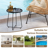 Tangkula Outdoor Side Table with Handle, 18" Round Small Coffee Accent Table for Indoor & Outdoor
