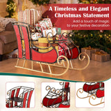 Tangkula Metal Christmas Santa Sleigh Basket, Xmas Festival Holiday Decorative Santa’s Sleigh with 2-Tier Storage Shelf