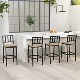 Tangkula Patio Bar Chairs, Heavy-Duty Metal Frame Bar Stools w/Backrest, Indoor Outdoor Barstools