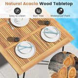 Tangkula 63-Inch Outdoor Dining Table, Patio Dining Table for 6 People w/Acacia Wood Tabletop & Metal Legs