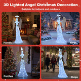 Tangkula 5.5 FT Christmas Lighted Angel 3D Pre-lit Halo Angel with Pigeon