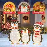 Tangkula 3-Piece Christmas Lighted Penguin Family