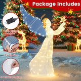 Tangkula 5 Feet Lighted Angel Christmas Decoration with Wings and Warm LED Lights