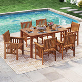 Tangkula Patio Chairs Set of 2/4 Outdoor Solid Wood Chairs with Slatted Seat and Inclined Backrest