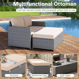 Tangkula Outdoor Rattan Daybed, Wicker Loveseat & 31 Gallon Storage Ottoman w/Soft Cushions
