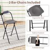 Tangkula 3 Piece Patio Bar Set with Awning for Patio Poolside Garden Backyard