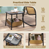 Tangkula 3 Piece Rocking Bistro Set Outdoor with Storage Basket