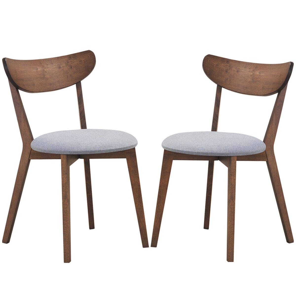 Set of 2 Dining Chairs, Mid-Century Dining Side Chairs - Tangkula