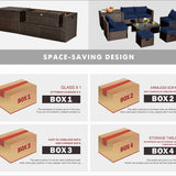 Tangkula 8-Piece Patio Wicker Furniture Set, Patiojoy Outdoor PE Rattan Conversation Set with Storage Box